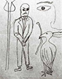Рисунок Н. С. Гумилёва «Рапп под пальмой» с запиской на оборотной стороне. Архив Гуверовского института. Публикуется впервые